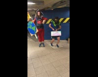 Global warming dance train station