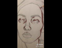 Portrait painting progression black shirt girl 