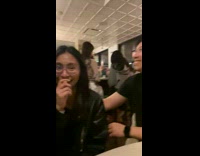 Girls posing laugh at guy for slipping