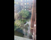 Collab WINY - People in courtyard walks in slow motion