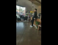 guy leather jacket coffee shop