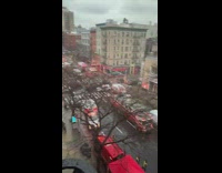 Street full of fire trucks nyc