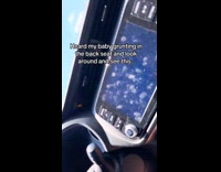 Dog on baby in backseat