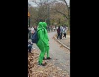 Guy plays saxophone green bodysuit guys dance