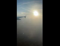 Time lapse airplane flight descend and landing