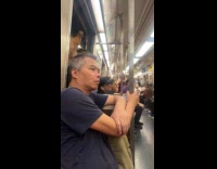 Collab Subway Creatures - Woman with giraffe head walks out train