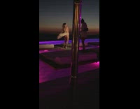 Girl dance one piece bikini windy music