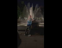Guy set fireworks by the fountain night