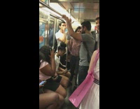 Collab Subway Creatures - Guy in smiley face shirt announces every train stop and connecting train at each stop like the conductor