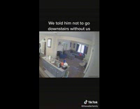 Toddler sets off alarm downstairs