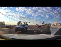 Woman encounters truck counterflows