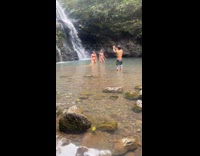 Two women bikini tiktok dance friends waterfalls Part 1