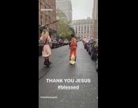 Jesus crucifix and Dragonball z goku costume ride down street on hoverboard