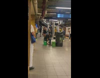 Two Two guys play green white buckets