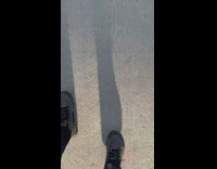 Girl walk hairy yellow worn on shoe