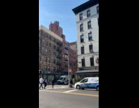 Dog on balcony howls at firetruck siren