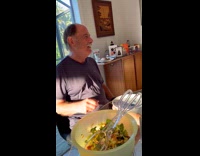 Man struggles to blow out birthday candles 