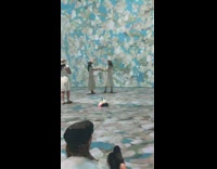 Two women white dress danced Van Gogh Experience