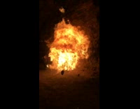 Guy throws bottle at fire large explosion  