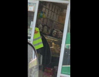 Various halloween costume masks inside deli