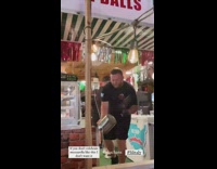 Guy dance and tap at the booth in festival 