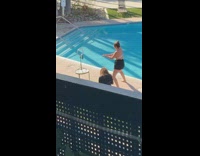 Black skirt ring light pool girl dances 