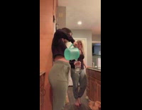 Girl pours cup of water in kitchen and spills mom pours glass on her 