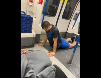 Runner does morning stretches in train