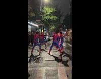 Collab BitchMP - Group of pointing spidermen in street meme
