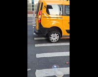 Taxi drives around with broken tire