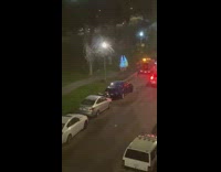 Two woman christmas tree costume night cars