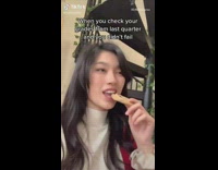 Girl checks school grades from last quarter