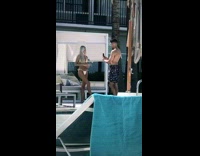 Woman bikini hold drink  hot stuff music