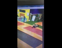 Trampoline front flip fail employee on phone 