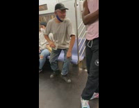 Guy yells through closing subway train doors