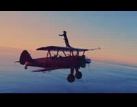 Guy stands on top of airplane