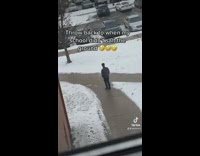 Collab BitchMP - Guy taking small steps on icy snow covered path