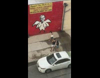 Girl red KFC wall mural white car