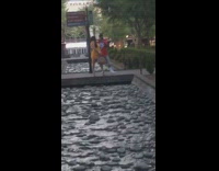 Woman yellow dress back photo shoot river park