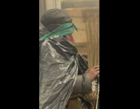 Person brings clutter broom train 