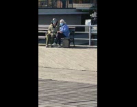 Grandpa wears blue face mask over eyes 