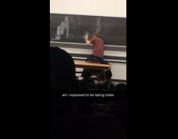 Collab BitchMP - Professor teacher in red shirt scribbling on chalkboard