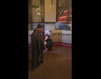 woman pose cardboard cut out white limo