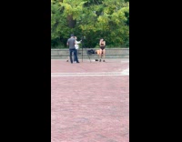 Collab WINY - Woman sports bra weird dance at park