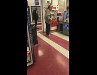 Man goes into postal office with white bird parrot on shoulder