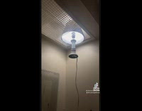 Lamp used as ceiling light in kids bathroom 