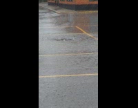 Small whirlpool formed on the parking lot