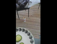 Guy eats cucumber slices meant for eyes