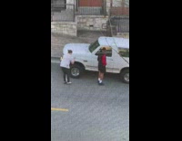 White monster truck two guys photos