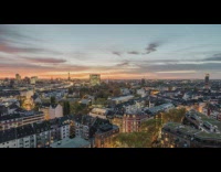 Day to Night time lapse video of Duesseldorf town